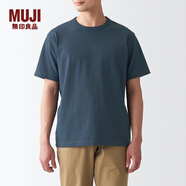 無(wú)印良品（MUJI） 男式 粗棉線 天竺編織 短袖T恤 打底衫男款 純棉全棉 ABA18A2S 煙熏藍(lán)色 XS 160/80A