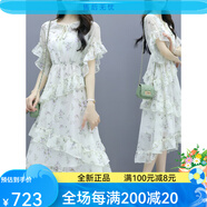 艾柔丹女裝夏裝碎花裙雪紡連衣裙 花色 S 均碼