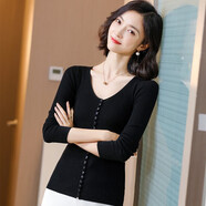 初申秋季薄款修身針織衫女韓版純色打底衫針織開衫長袖上衣外套