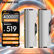 光威（Gloway）32GB(16GBx2) DDR4 4000 臺(tái)式機(jī)內(nèi)存條 龍武 馬甲條 海力士CJR CL19 深空銀