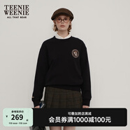 Teenie Weenie小熊春季美拉德簡約圓領(lǐng)寬松休閑復(fù)古學(xué)院衛(wèi)衣上衣女 黑色 M (165)