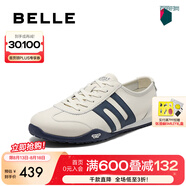 百麗七夕禮物撞色休閑運動鞋男2025夏季新戶外慢跑鞋阿甘鞋8SR01BM5 米白/藍 40 (250mm)