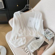 夏季百搭短款外搭披肩配吊帶裙防曬外套雪紡衫女長(cháng)袖百搭開(kāi)衫上衣 白色 薄款 M （適合體重110以?xún)龋?
                                         title=