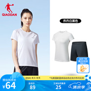喬丹運動(dòng)套裝男女夏季透氣跑步籃球運動(dòng)服兩件套短袖t恤短褲 喬丹白/黑色 丨女款 3XL
