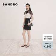 SANDRO【線上限定】經(jīng)典款女裝鏤空蕾絲拼接高腰修身連衣裙SFPRO00765 淡褐色（偏白）(尺碼偏小，建議拍大1碼) S