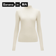 蕉內(nèi)（Bananain）熱皮501+女士保暖衣氨基酸防寒裸感內(nèi)搭百搭顯瘦可外穿打底衣T恤 【小高領】奶白 M