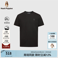 Hush Puppies【輕薄舒適】暇步士男裝2025夏季簡約百搭絲光質(zhì)感短袖圓領(lǐng)衫 曜石黑 L