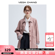 VEGA CHANG皮衣女款2025年新款春秋美式復(fù)古中長款PU皮外套 橡皮粉 M