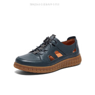 暇步士（Hush Puppies）小島來信夏鏤空沙灘休閑男皮涼鞋 深藍 39