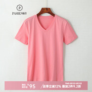 帕什 短袖女25夏季新款T恤V領上衣14色可選100%絲光棉打底 NF-V 西瓜紅V領 M