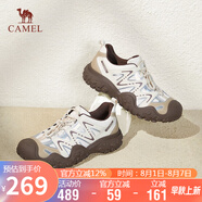 駱駝（CAMEL）經(jīng)典丑萌鞋女時(shí)尚撞色戶(hù)外休閑鞋 L24S469647A 米/銀/咖 36