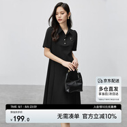 尚都比拉休閑連衣裙女垂感氣質(zhì)通勤小個(gè)子POLO裙短袖夏天a字裙子 雅黑色 S