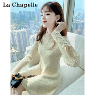 拉夏貝爾（La Chapelle）針織連衣裙女裝2025年秋冬季新款韓版小個(gè)子打底裙子女冬 杏色 XL 120-135