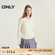 ONLY秋冬含羊毛學(xué)院風(fēng)套頭翻領(lǐng)寬松針織衫女|124313028 A43 奶油白色 M (165) 84A