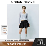 UR2025春季新款女裝休閑V領(lǐng)系帶超短款針織開衫UYY950022 淺紫藍(lán) XL