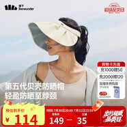 蕉下（beneunder）遮陽帽子防曬帽女防紫外線太陽帽貝殼空頂帽便攜TS550白
