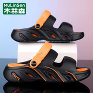 木林森（MULINSEN）椰子洞洞鞋男款2025夏季戶(hù)外運動(dòng)防滑沙灘鞋包頭開(kāi)車(chē)涼拖鞋 黑橘 36