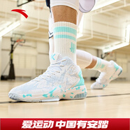 安踏KT3 team｜籃球鞋男夏季湯普森防滑減震男戶外實戰(zhàn)比賽運動鞋子 安踏白/泳池藍-3 41
