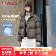 坦博爾達人推薦美拉德鵝絨短款羽絨服女小個子保暖加厚穿搭外套TW236362 大象棕 M (165)