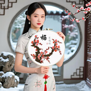 老街緣梅蘭竹菊2025年新款自己手工十字繡線(xiàn)繡客廳小件簡(jiǎn)單針繡餐廳掛件 梅【35*35厘米】送繡繃+高檔流蘇 精準印圖，需自己繡