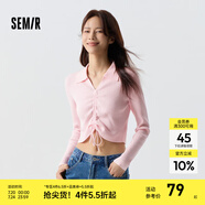 森馬針織衫女短款純色小心機(jī)抽繩24春季polo領(lǐng)修身毛衫顯瘦 夢(mèng)幻粉60356 150/76A/XS