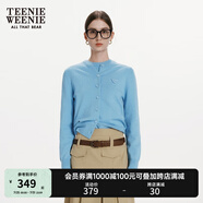 Teenie Weenie小熊女裝簡約時尚秋冬短款圓領(lǐng)針織衫長袖空調(diào)衫外套開衫罩衫 藍(lán)色 S (160)