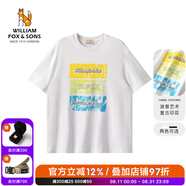 William fox&sons100%長絨棉纖維32S雙股針織波普藝術(shù)復(fù)古印花寬松休閑潮流短袖T恤 白色 M /48