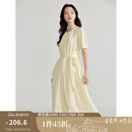 茵曼（INMAN）法式圓弧領(lǐng)萊賽爾醋酸醋纖女裝連衣裙2025夏季新品燈籠袖A字裙子 淺梨花黃 L