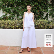 edition【高圓圓同款】2025夏季新款松緊腰棉布A字長半裙氣質傘裙 漂白色 L