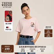 Teenie Weenie小熊短袖T恤女2025年春夏新款刺繡學(xué)院風(fēng)短袖打底衫上衣 淺粉色 S 160