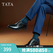 他她（TATA）商務(wù)正裝鞋男士皮鞋西裝男鞋結(jié)婚新郎鞋真皮德比鞋DSCN3A 黑色（絨里） 43