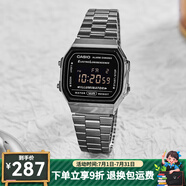 卡西歐（CASIO）手表 小春同款 情侶經(jīng)典復(fù)古小方塊 時(shí)尚學(xué)生表小金表 A168WGG-1B 男款