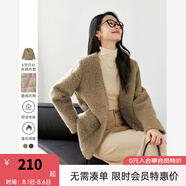 梵希蔓駝色V領開衫裥棉呢外套女2024年冬季新款百搭保暖毛絨大衣 M5319 駝色  L
