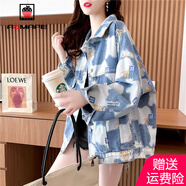 AEMAPE外套女2025年春秋季新款小清新牛仔短外套女設(shè)計(jì)感ins上衣 837淺藍(lán)色 L _（建議130-145斤）