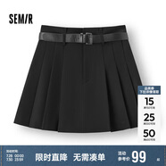 森馬（Semir）半身裙女腰帶西裝百褶裙顯瘦2025春季女團風遮胯短裙109125120001