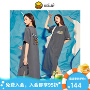 B.Duck小黃鴨女裝短袖連身裙夏季新款寬松中長(cháng)款針織T恤裙 深灰色 XS