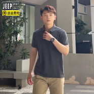 吉普（JEEP）英倫雅痞風(fēng)polo衫男高級感痞帥短袖夏季簡(jiǎn)約百搭翻領(lǐng)t恤帥氣半袖 深灰色 2XL _建議140-155斤
