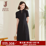 經(jīng)典故事（JANE STORY）高級感旗袍女改良版2025夏季新款年輕款日?？纱┬轮惺狡炫圻B衣裙 R05黑色 M