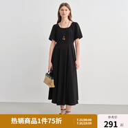 獨束大碼女裝【線雕裙】歐若風(fēng)氣質(zhì)連衣裙2025新款時尚顯瘦吊帶裙 赫本黑-短袖款 L （尺碼：2）