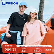 FILA FUSION斐樂潮牌女裝情侶款針織短袖衫2025春新款涼感防曬寬松T恤 正黑色-BK 3XL （190/108A/XXXL）