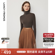 朗姿【王楚然同款】純羊毛高領(lǐng)針織衫春冬內搭打底上衣曠野美拉德 深咖色 2XL