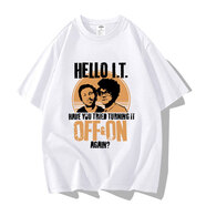 SJBOBThe it Crowd IT狂人roy同款貓彈琴圖案印花短袖T恤衣服體恤半袖 白色十六 roy與moss二款 S