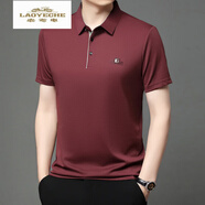 老爺車(chē)長(cháng)袖T恤男純色翻領(lǐng)Polo秋冬季新品中青年衫寬松t恤男裝 11q酒紅 M 165