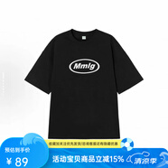 Mmlg韓國Mmlg 87mm 2025夏季基礎logo圓領純棉男女短袖t恤情侶寬松衣 黑色*重磅280克/圓圈經典白 加厚 L