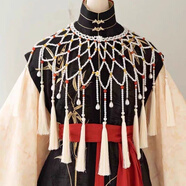 寰森國風(fēng)大典同款珍珠流蘇云肩配飾披肩漢服明制旗袍 手工制品不退換 米白穗子珍珠披肩 均碼 70斤致200斤