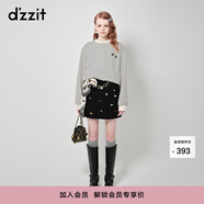 DZZIT地素裝飾扣半身裙秋冬小香風(fēng)千金風(fēng)粗花呢女 黑色 XS