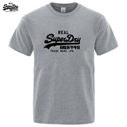 Superdry夏季時(shí)尚情侶純棉短袖T恤男女圓領(lǐng)上衣時(shí)尚 淺灰色 S 45-50KG