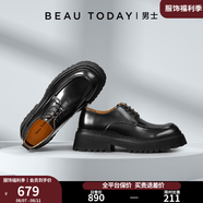 BEAUTODAY2025新款夏季商務正裝皮鞋男增高英倫風皮鞋子德比鞋圓頭厚底男鞋 黃宗澤雜志同款#輕軟厚底#黑色 41 =運動鞋42碼