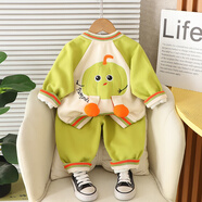 圓圓米米嬰兒套裝春裝男春秋裝兩件套1歲男女寶寶2衣服3秋冬季洋氣4加厚裝 YH253210三件套綠色 120 碼適合110-115cm約5-7歲