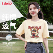 班尼路（Baleno）100%純棉寬松款短袖T恤女2025年夏季休閑時尚百搭學(xué)院風(fēng)穿搭上衣